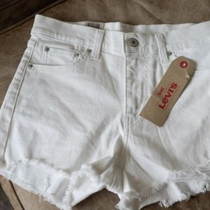 NEW Levi High Waisted White Denim Shorts